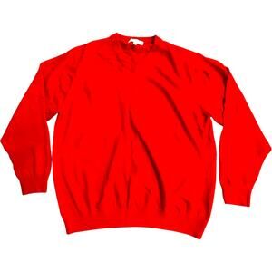 Turnbury Sweater Mens XL Red Extra Fine Merino Wool Pullover V Neck Classic